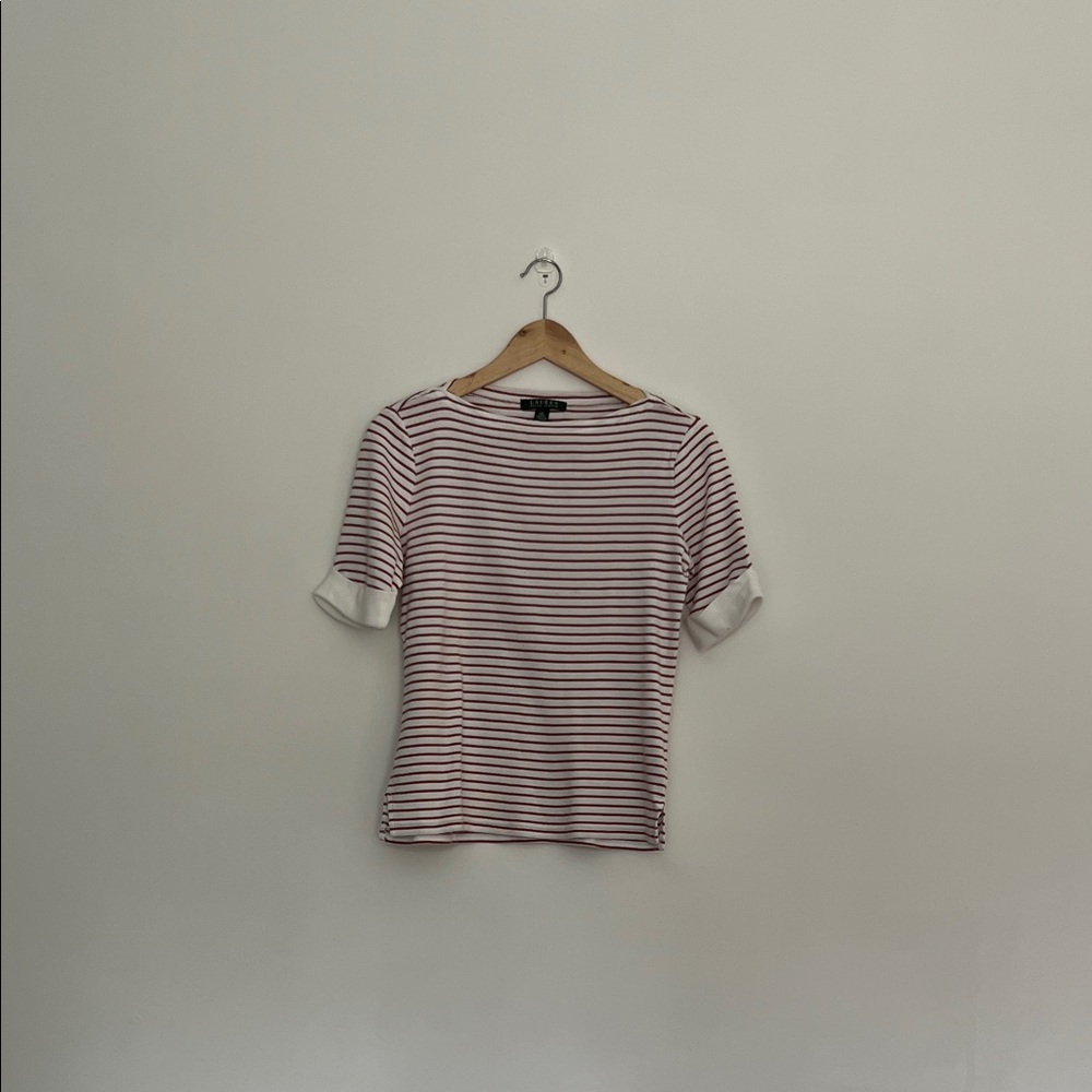 lauren ralph lauren women’s striped boatneck top, size medium